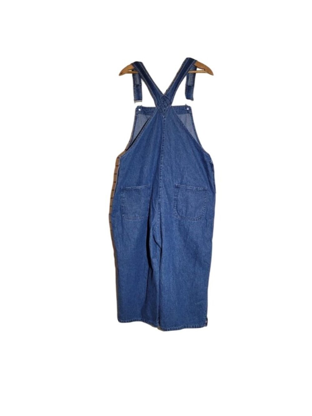 Vtg Agapo Womens American Flag Denim Bib Overalls Capri Patriotic Embroidered M - Picture 3 of 10
